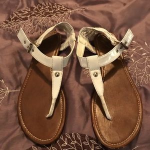 White patent leather sandals